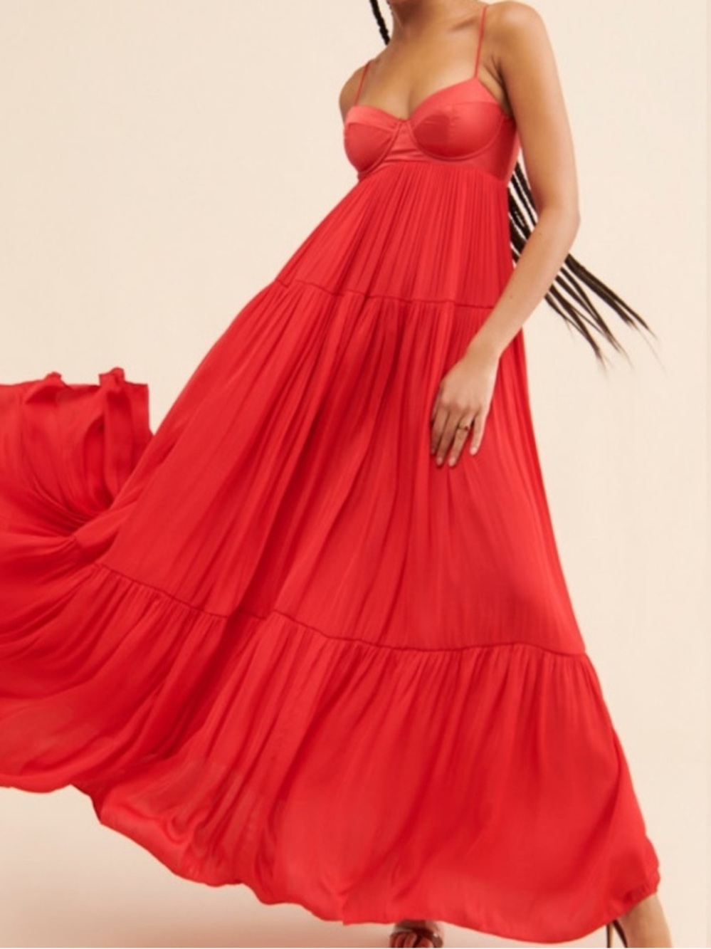 Free People Freya Bustier Maxi Dress – Red – Size Large